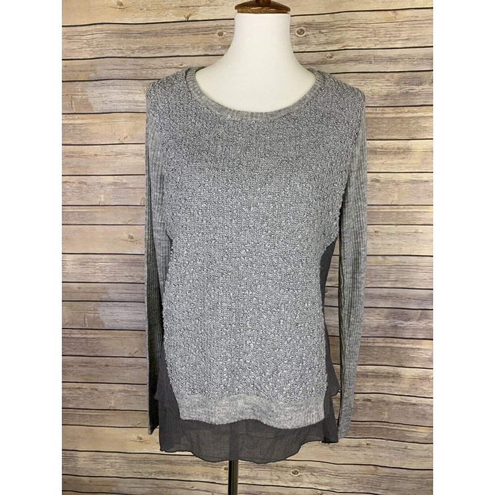 A’reve Womens Small Layered Blouse Colorblocked Hi Lo Boho Hippie Long Sleeve